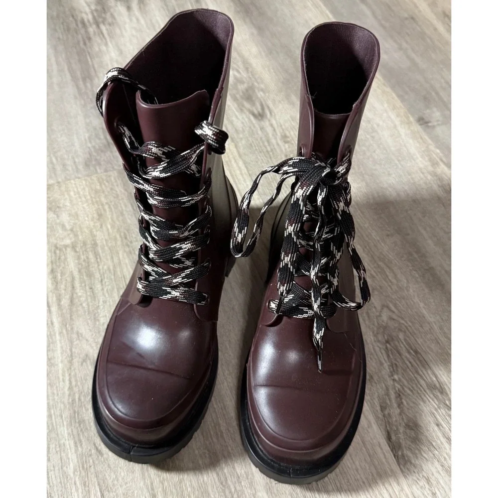 Cougar combat rain boots beautiful burgundy brown color size M‎